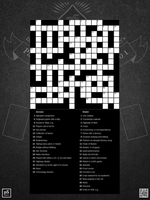 Cards Games Crossword