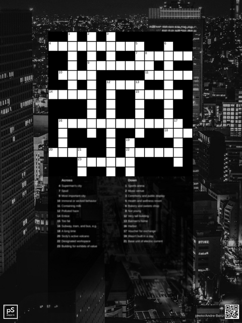 In The City Crossword Puzzle For E-Ink Tablets